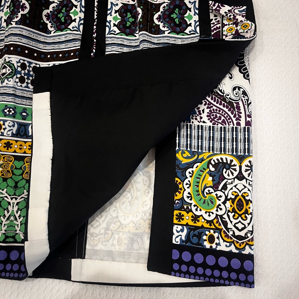 Handmade Upcycled Multicolor Mosaic Paisley Patterned Women's Pencil Skirt OS - Picture 4 of 17